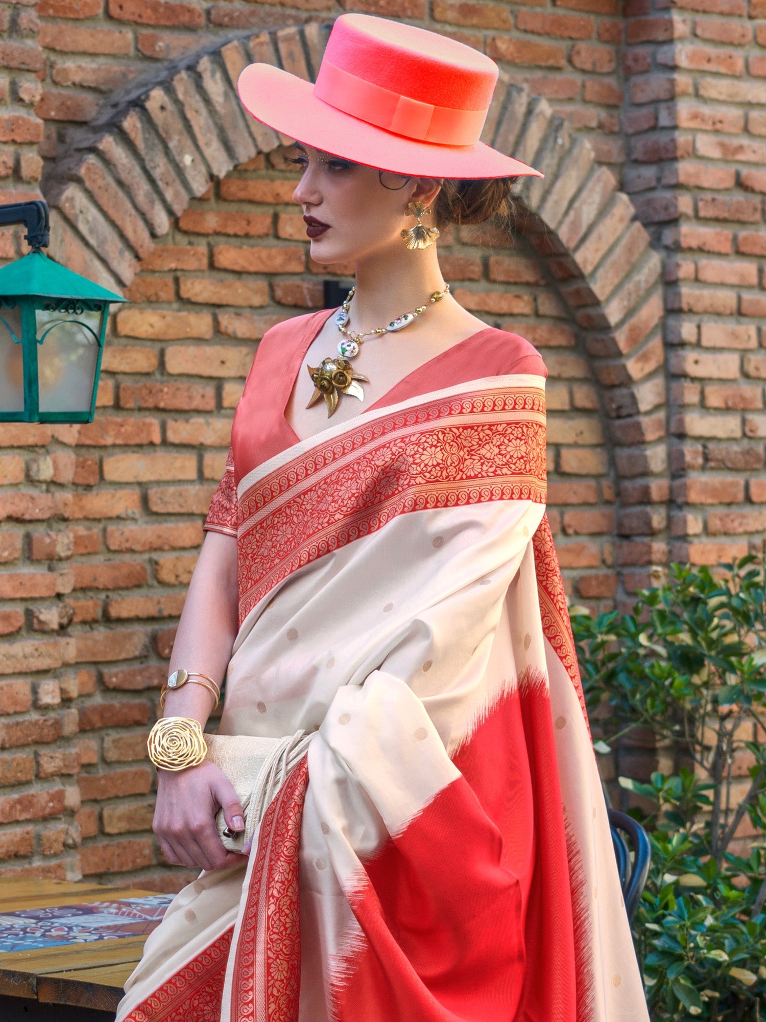 NOZ2TOZ Women's Soft Silk Beige Woven Design Designer Saree With Blouse Piece - Distacart