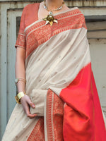 Thumbnail for NOZ2TOZ Women's Soft Silk Beige Woven Design Designer Saree With Blouse Piece - Distacart