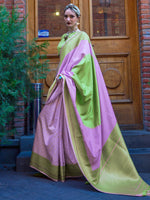 Thumbnail for NOZ2TOZ Women's Soft Silk Mauve Woven Design Designer Saree With Blouse Piece - Distacart