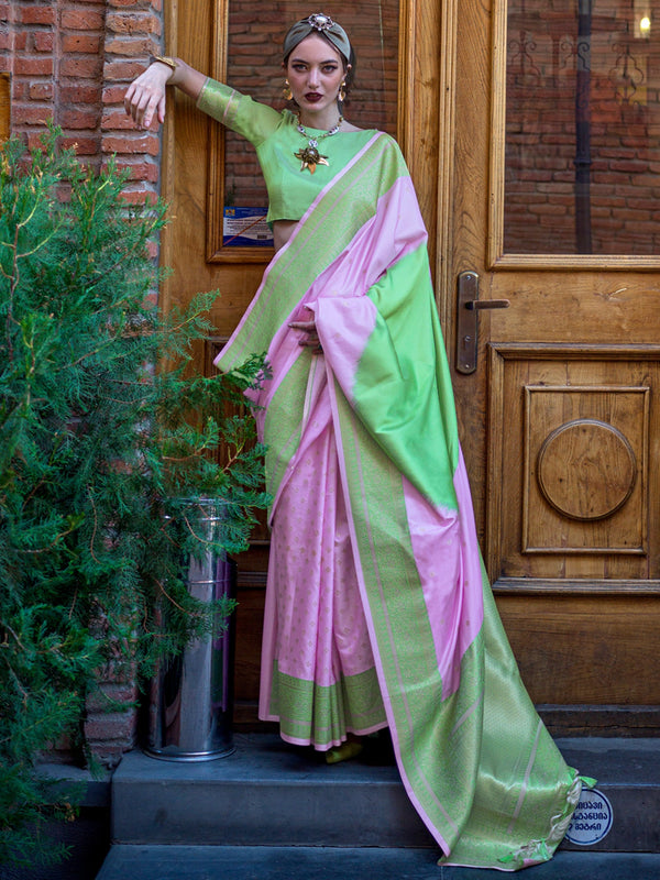 NOZ2TOZ Women's Soft Silk Mauve Woven Design Designer Saree With Blouse Piece - Distacart