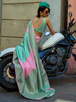 Thumbnail for NOZ2TOZ Women's Soft Silk Pink Woven Design Designer Saree With Blouse Piece - Distacart