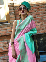 Thumbnail for NOZ2TOZ Women's Soft Silk Pink Woven Design Designer Saree With Blouse Piece - Distacart