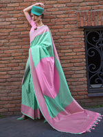 Thumbnail for NOZ2TOZ Women's Soft Silk Sea Green Woven Design Designer Saree With Blouse Piece - Distacart