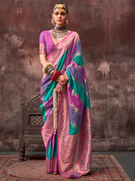 Thumbnail for NOZ2TOZ Women's Silk Blend Pink Woven Design Designer Saree With Blouse Piece - Distacart