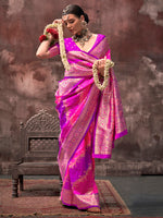 Thumbnail for NOZ2TOZ Women's Silk Blend Magenta Woven Design Designer Saree With Blouse Piece - Distacart