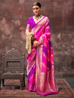 Thumbnail for NOZ2TOZ Women's Silk Blend Magenta Woven Design Designer Saree With Blouse Piece - Distacart