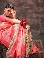 Thumbnail for NOZ2TOZ Women's Silk Blend Peach Woven Design Designer Saree With Blouse Piece - Distacart