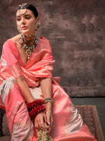 Thumbnail for NOZ2TOZ Women's Silk Blend Peach Woven Design Designer Saree With Blouse Piece - Distacart