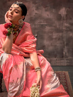 Thumbnail for NOZ2TOZ Women's Silk Blend Peach Woven Design Designer Saree With Blouse Piece - Distacart