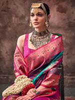 Thumbnail for NOZ2TOZ Women's Silk Blend Magenta Woven Design Designer Saree With Blouse Piece - Distacart