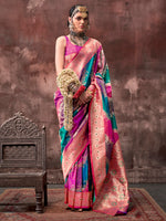 Thumbnail for NOZ2TOZ Women's Silk Blend Magenta Woven Design Designer Saree With Blouse Piece - Distacart