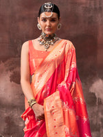 Thumbnail for NOZ2TOZ Women's Silk Blend Orange Woven Design Designer Saree With Blouse Piece - Distacart