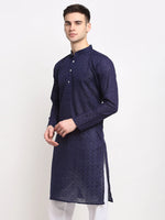 Thumbnail for Jompers Men's Navy Blue Chikan Kurta Only - Distacart
