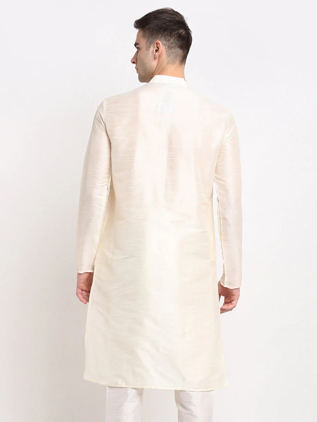 Jompers Men's White Solid Dupion Silk Kurta Only - Distacart