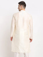 Thumbnail for Jompers Men's White Solid Dupion Silk Kurta Only - Distacart