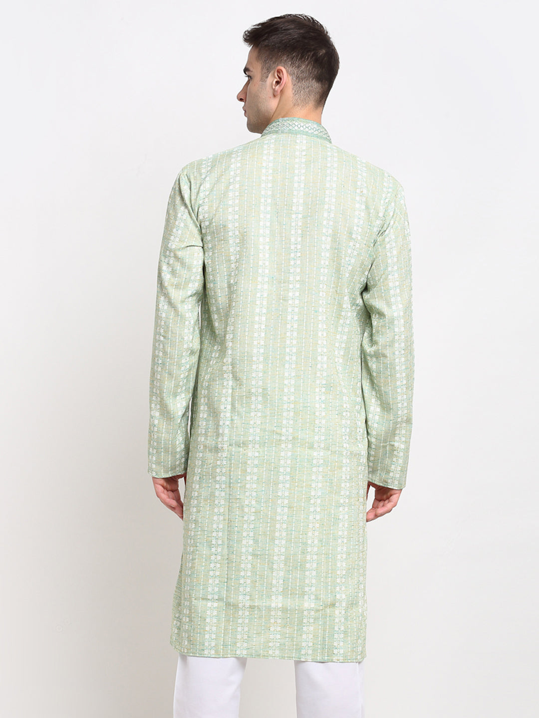 Jompers Men's Woven Kurta - Green - Distacart