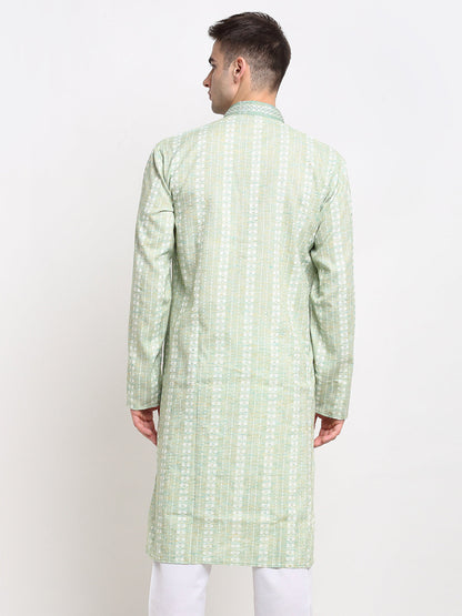 Jompers Men's Woven Kurta - Green - Distacart