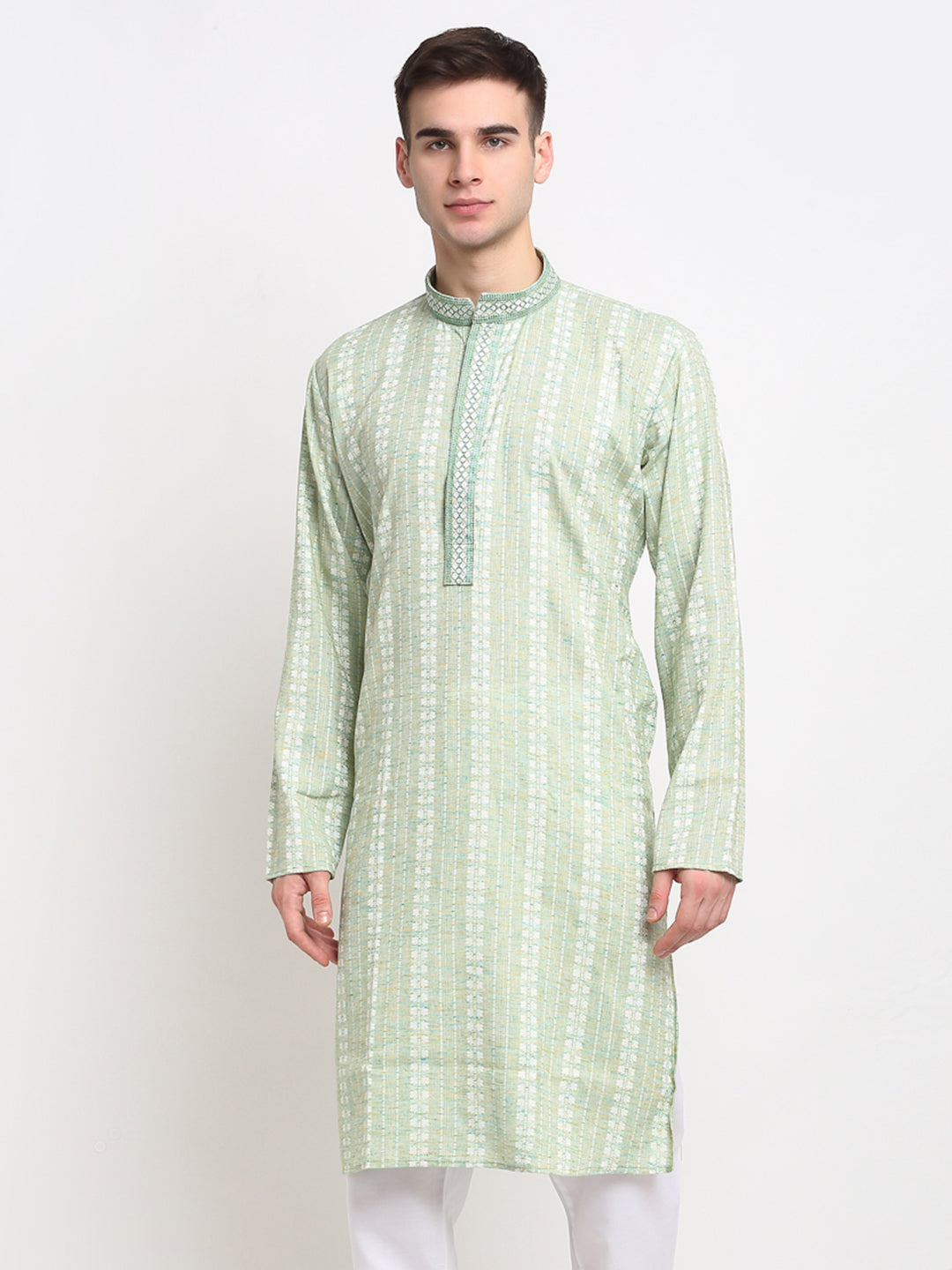 Jompers Men's Woven Kurta - Green - Distacart