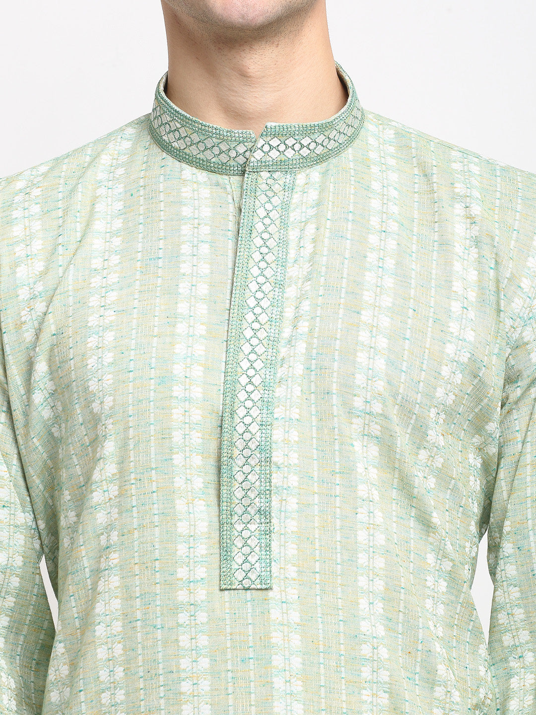 Jompers Men's Woven Kurta - Green - Distacart