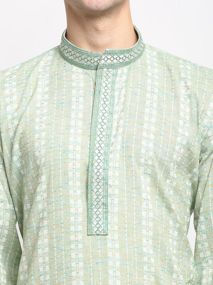 Jompers Men's Woven Kurta - Green - Distacart