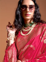 Thumbnail for NOZ2TOZ Women's Georgette Pink Woven Design Designer Saree With Blouse Piece - Distacart