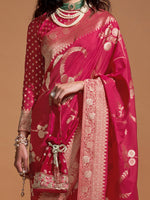 Thumbnail for NOZ2TOZ Women's Georgette Pink Woven Design Designer Saree With Blouse Piece - Distacart