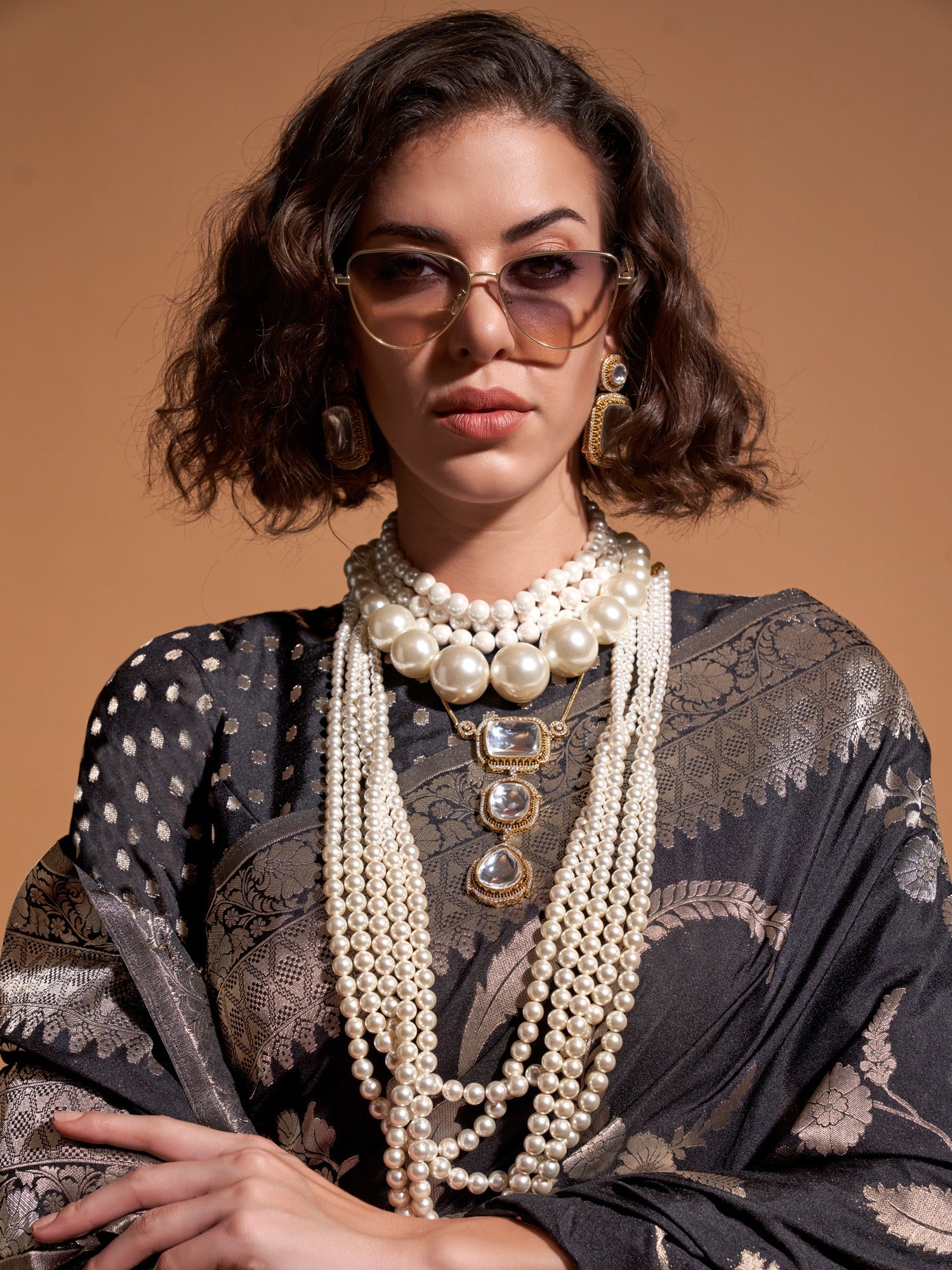 NOZ2TOZ Women's Georgette Black Woven Design Designer Saree With Blouse Piece - Distacart