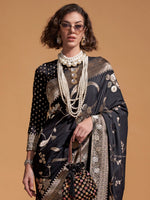 Thumbnail for NOZ2TOZ Women's Georgette Black Woven Design Designer Saree With Blouse Piece - Distacart