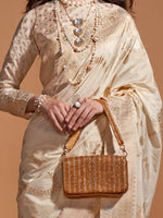 Thumbnail for NOZ2TOZ Women's Georgette Cream Woven Design Designer Saree With Blouse Piece - Distacart