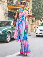 Thumbnail for NOZ2TOZ Women's Satin Silk Lavender Printed Designer Saree With Blouse Piece - Distacart