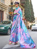 Thumbnail for NOZ2TOZ Women's Satin Silk Lavender Printed Designer Saree With Blouse Piece - Distacart