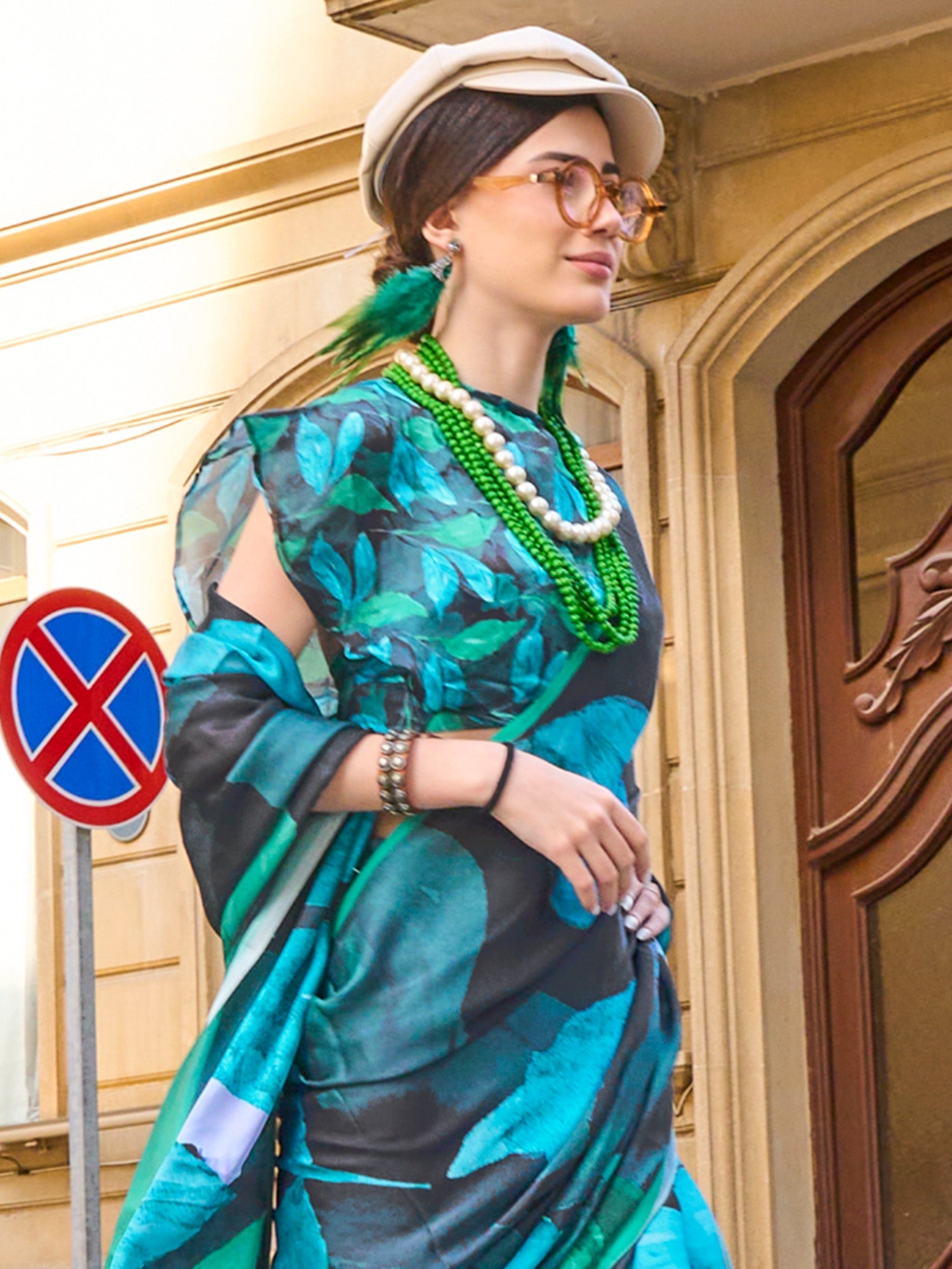 NOZ2TOZ Women's Satin Silk Black Printed Designer Saree With Blouse Piece - Distacart