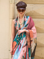 Thumbnail for NOZ2TOZ Women's Satin Silk Multi Color Printed Designer Saree With Blouse Piece - Distacart