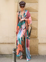 Thumbnail for NOZ2TOZ Women's Satin Silk Multi Color Printed Designer Saree With Blouse Piece - Distacart