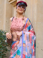 Thumbnail for NOZ2TOZ Women's Satin Silk Multi Color Printed Designer Saree With Blouse Piece - Distacart