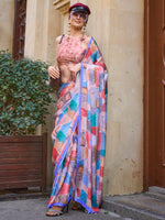 Thumbnail for NOZ2TOZ Women's Satin Silk Multi Color Printed Designer Saree With Blouse Piece - Distacart