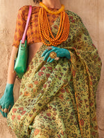 Thumbnail for NOZ2TOZ Women's Tissue Light Green Printed Designer Saree With Blouse Piece - Distacart