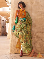 Thumbnail for NOZ2TOZ Women's Tissue Light Green Printed Designer Saree With Blouse Piece - Distacart