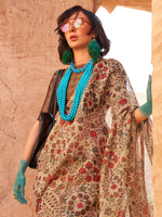 Thumbnail for NOZ2TOZ Women's Tissue Cream Printed Designer Saree With Blouse Piece - Distacart