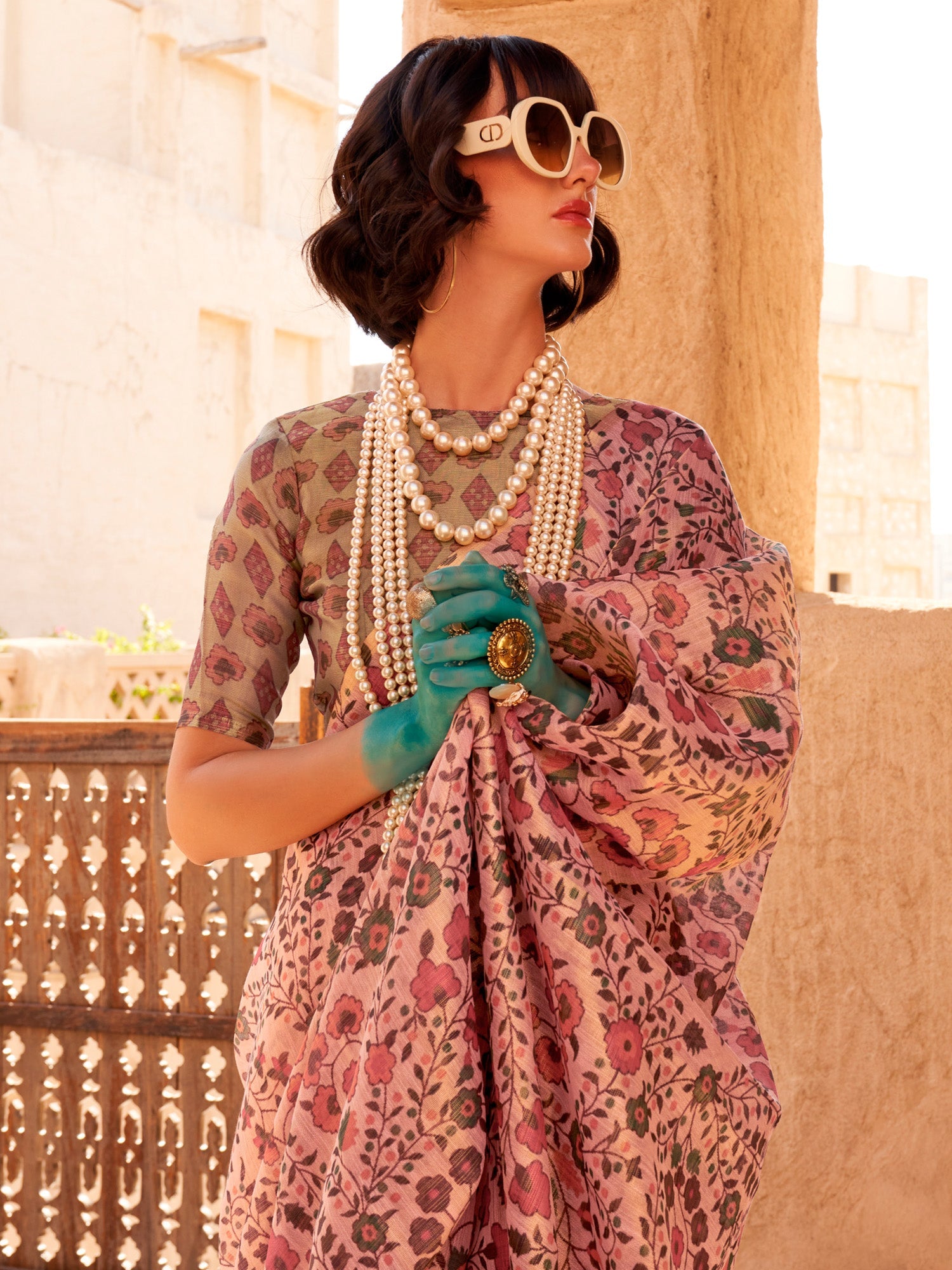 NOZ2TOZ Women's Tissue Mauve Printed Designer Saree With Blouse Piece - Distacart