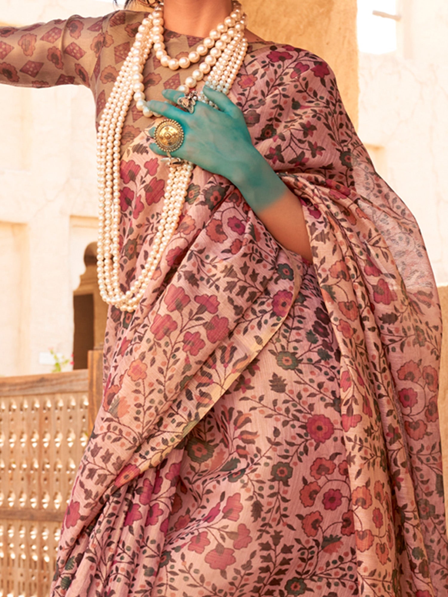 NOZ2TOZ Women's Tissue Mauve Printed Designer Saree With Blouse Piece - Distacart