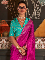 Thumbnail for NOZ2TOZ Women's Viscose Silk Pink Woven Design Designer Saree With Blouse Piece - Distacart