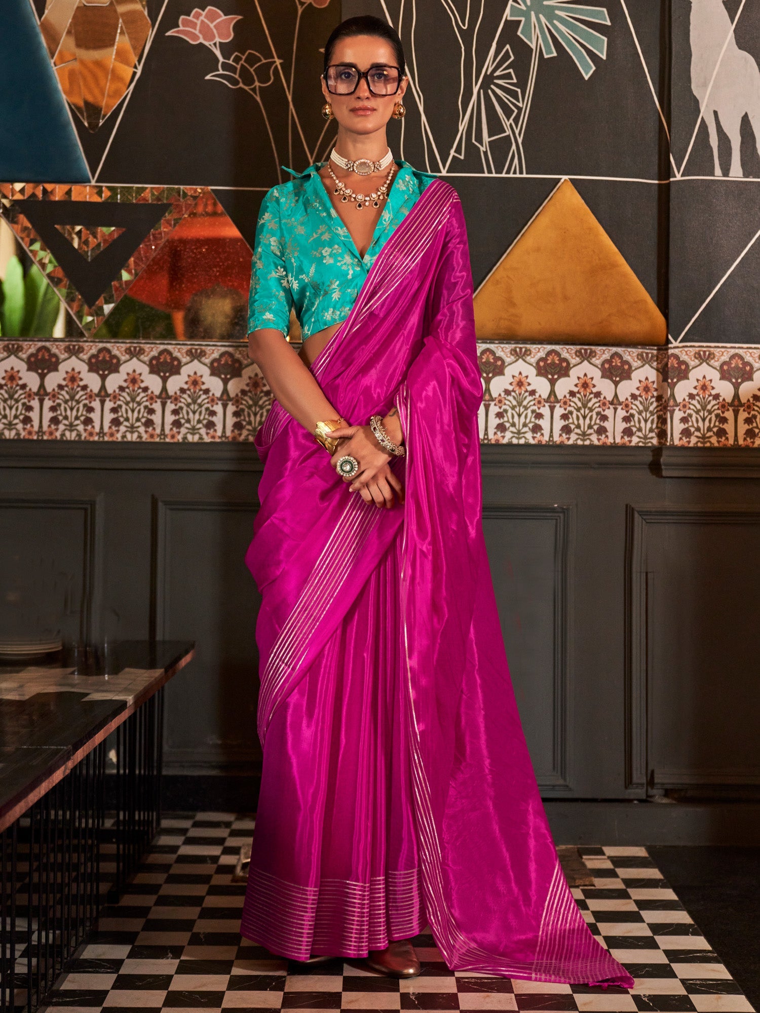 NOZ2TOZ Women's Viscose Silk Pink Woven Design Designer Saree With Blouse Piece - Distacart