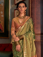 Thumbnail for NOZ2TOZ Women's Tussar Silk Brown Woven Design Designer Saree With Blouse Piece - Distacart