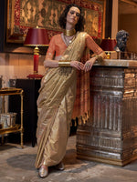 Thumbnail for NOZ2TOZ Women's Tussar Silk Orange Woven Design Designer Saree With Blouse Piece - Distacart