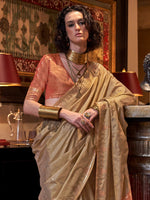 Thumbnail for NOZ2TOZ Women's Tussar Silk Orange Woven Design Designer Saree With Blouse Piece - Distacart