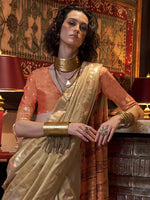 Thumbnail for NOZ2TOZ Women's Tussar Silk Orange Woven Design Designer Saree With Blouse Piece - Distacart