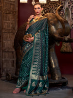 Thumbnail for NOZ2TOZ Women's Satin Silk Dark Green Woven Design Designer Saree With Blouse Piece - Distacart