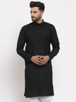 Thumbnail for Jompers Men's Black & White Solid Kurta Only - Distacart
