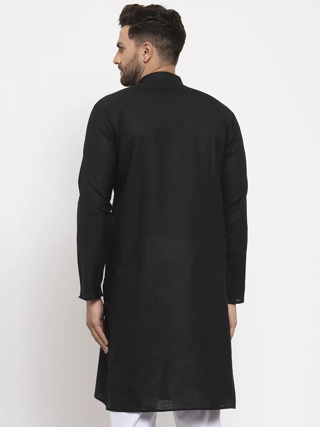 Jompers Men's Black & White Solid Kurta Only - Distacart